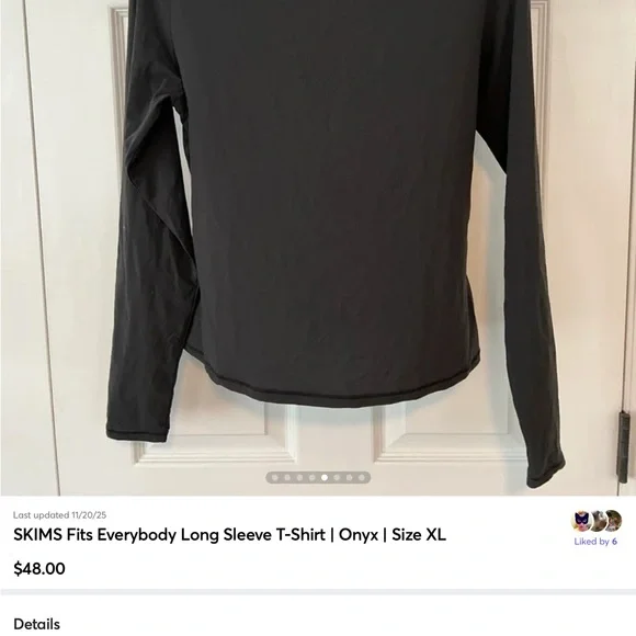 SKIMS Fits Everybody Long Sleeve T-Shirt | Onyx - Picture 12 of 13